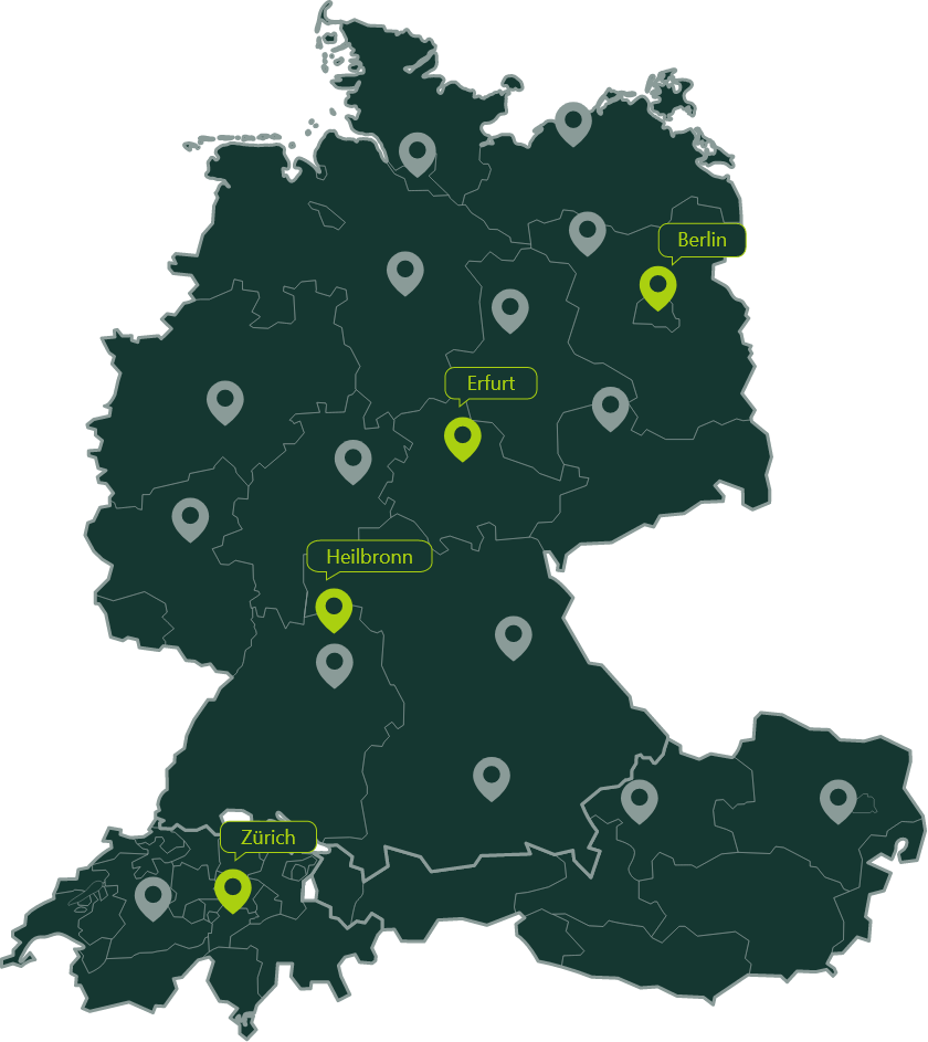 Deutschlandkarte mit Seonicals-Standorten