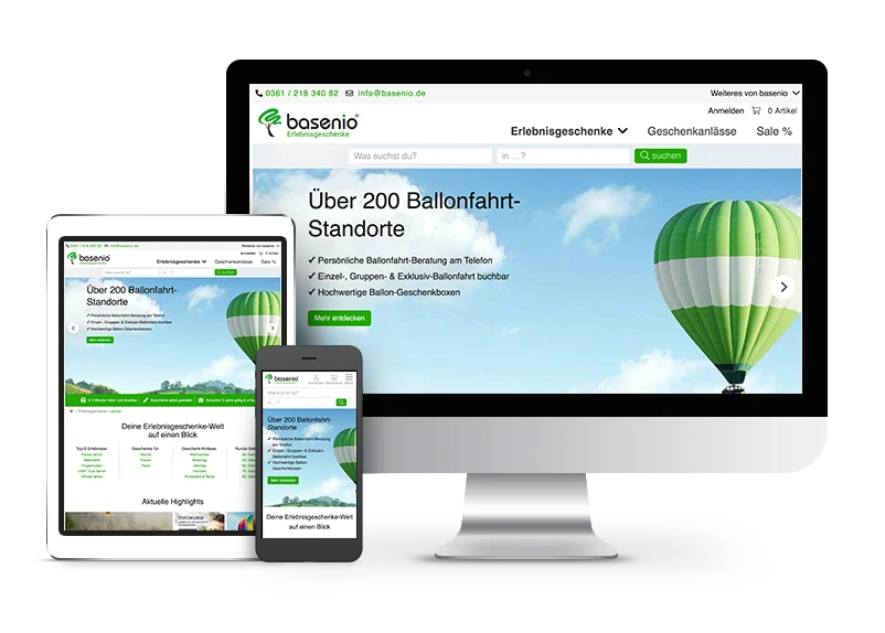 Webdesign von Basenio.de auf Handy, Tablet & PC