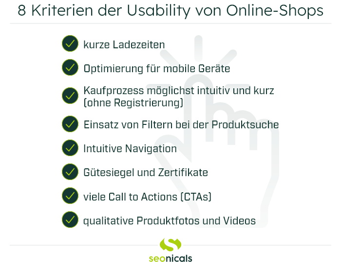 8 Kriterien der Usability von Online-Shops