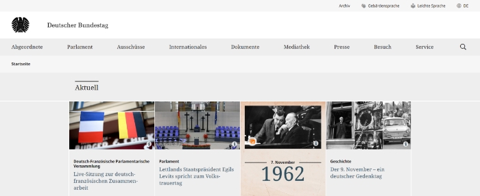 Barrierefreie Website des deutschen Bundestags