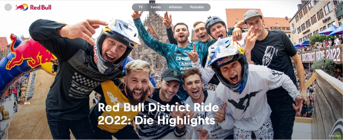 Screenshot Startseite Red Bull