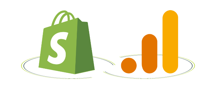 Grafik: Logo von Shopify und Google Analytics