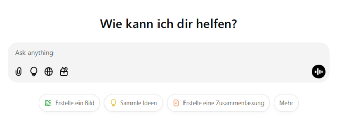 Screenshot der ChatGPT-Startseite mit Eingabefeld