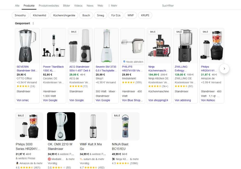 Google Produkte-Ergebnisse für "Mixer"