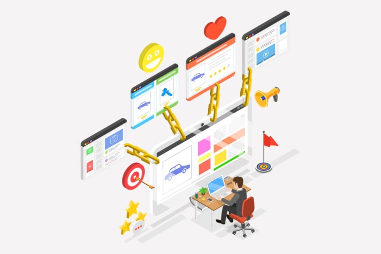 Isometrische Grafik, die Linkstruktur darstellt