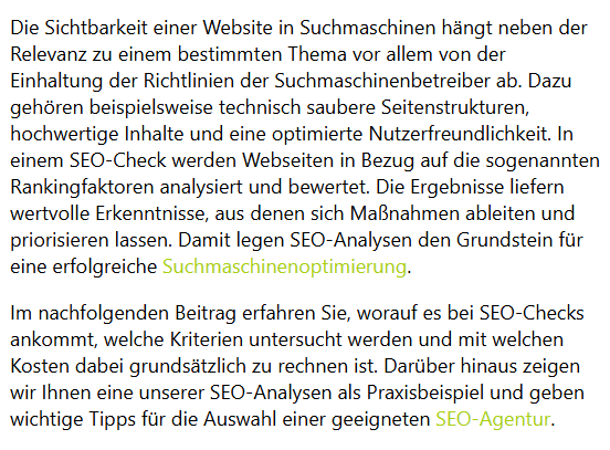 Screenshot eines seonicals Blogbeitrags
