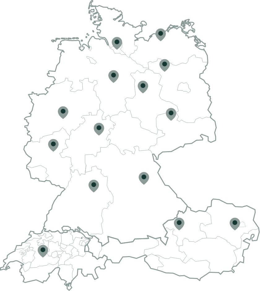 Karte Deutschland, Österreich, Schweiz