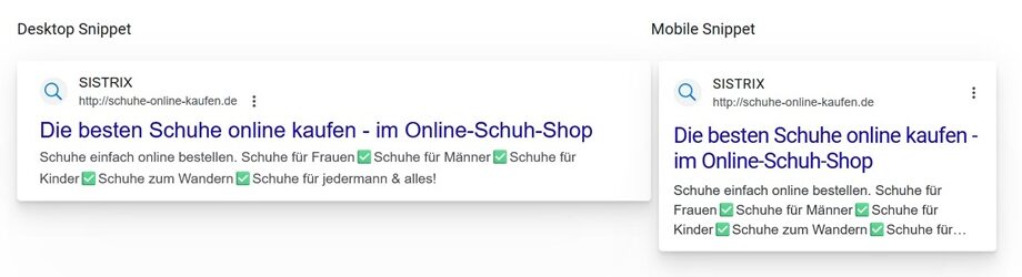 Screenshot eines beispielhaften Snippets mit Keyword-Stuffing aus dem SERP Snippet Generator