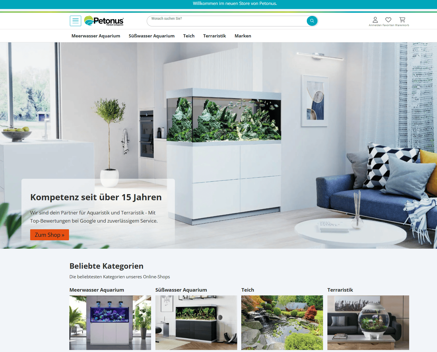 Das neue Website-lLayout von petonus.de.