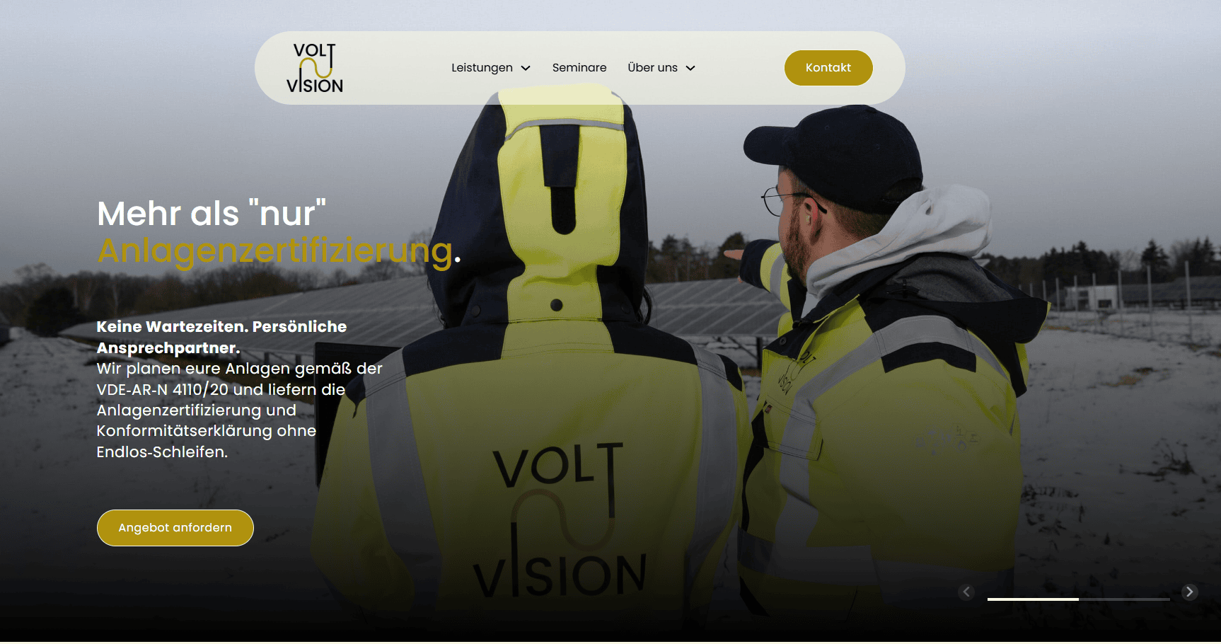 Screenshot Volt Vision Startseite