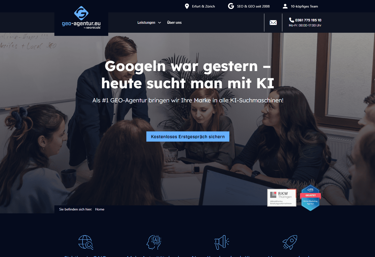 Screenshot der Startseite von Geo-Agentur eu
