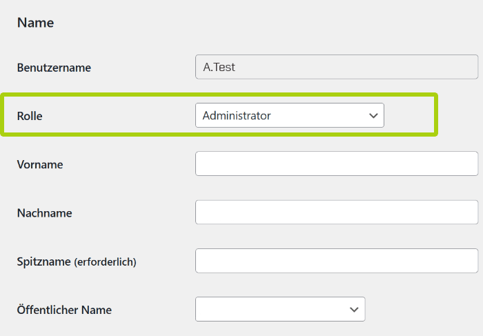 Benutzer-Ansicht in Wordpress