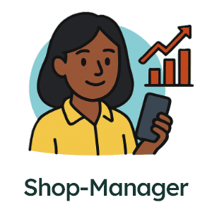 Grafik-Figur, die einen Shop-Manager symbolisiert